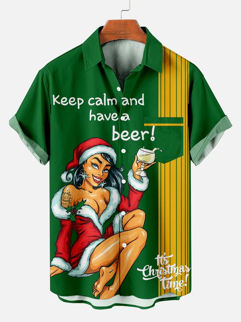 Men's Christmas Funny Graphic Short Sleeve Hawaiian Shirt